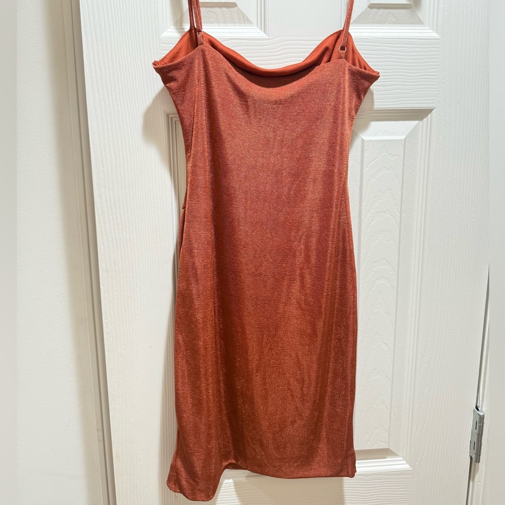 Chic Rust Mini Dress - Picture 2 of 3